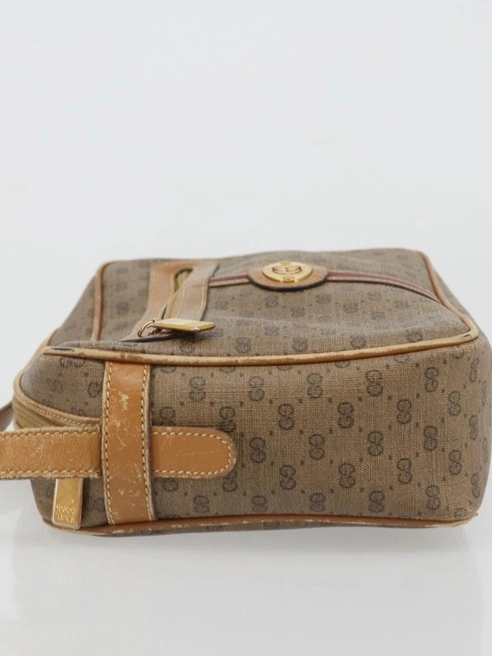 GUCCI Micro GG Supreme Web Sherry Line Bag PVC Beige 007 904 0008 Auth 185200 - Picture 4 of 15